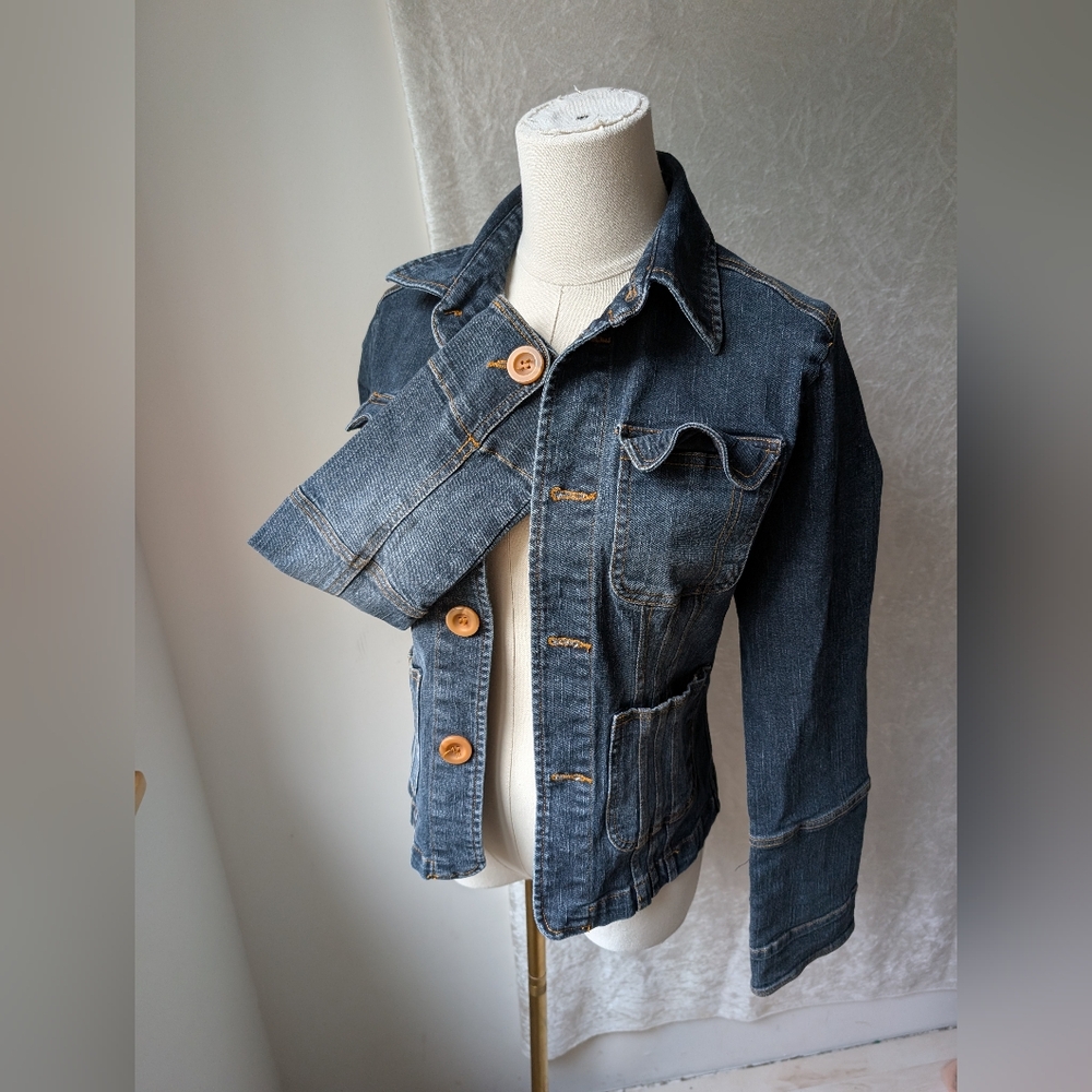 VTG Kali Fitted Women's Denim Jacket Dark Blue Large Button